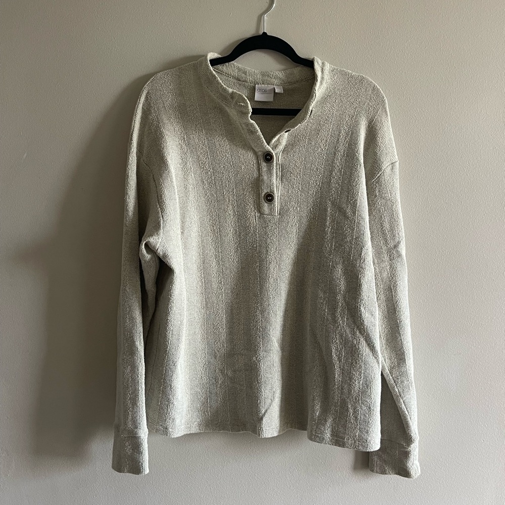 ASOS Beige Henley Long Sleeve Tee